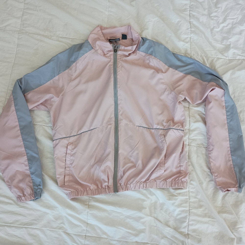 New Balance Women's Soft Pink and Gray Bomber Jacket